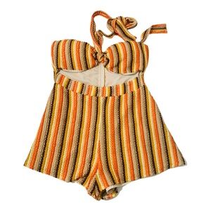 Romper Halter Top 
The Sang Multi Color Striped Size Medium Cut Out Mid-Section
